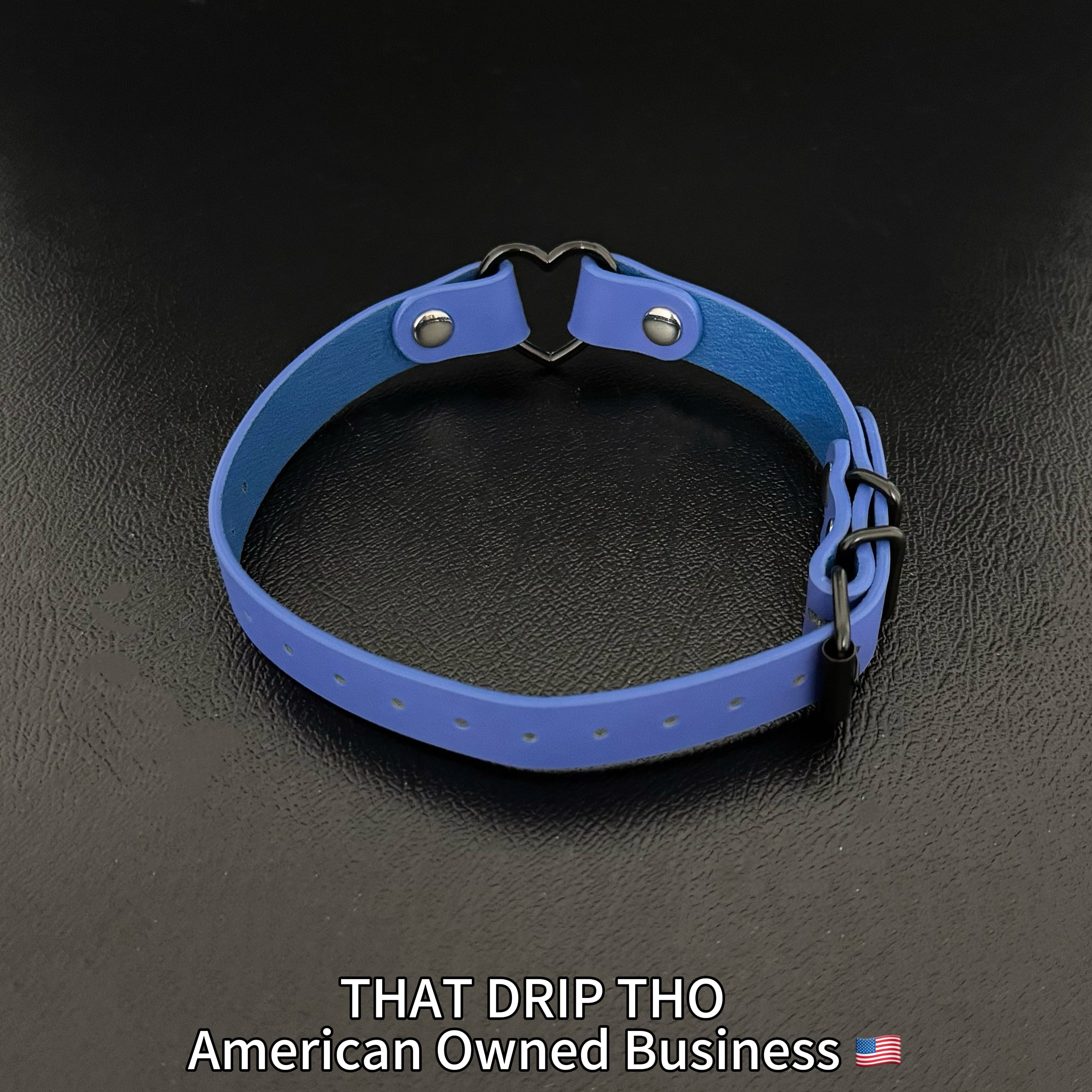 Luxe Chain( 3 in 1 Convertible Leather Bracelet, Handcuffs & Choker Necklace) ( Blue Leather with Heart)