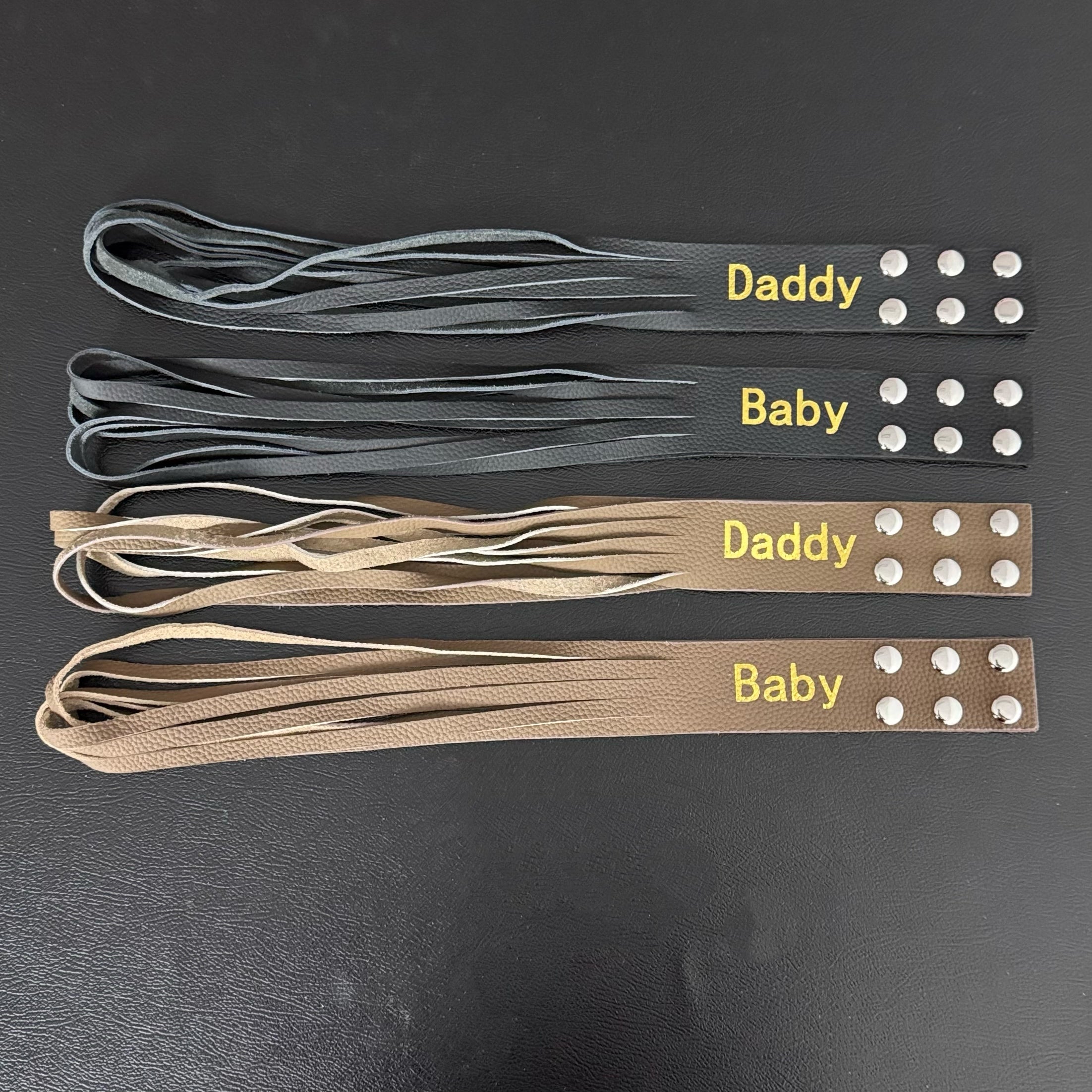 Unisex Dual-Wear Leather Fringe Wrap Bracelet-Brown (Daddy & Baby)(Hot Stamping)
