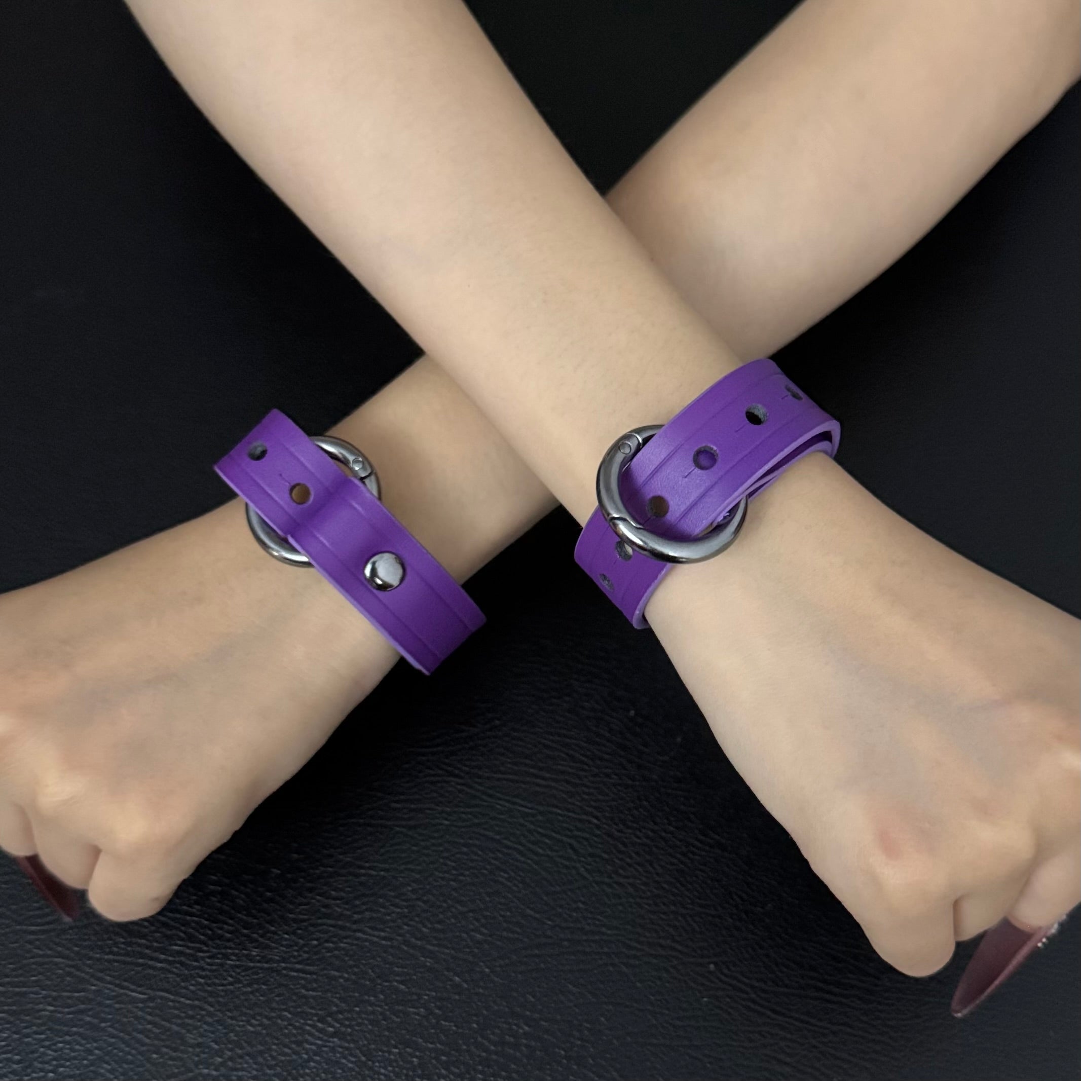 Boundless Leather Chain Set, 6 in 1 (Purple Leather-Black Chains)