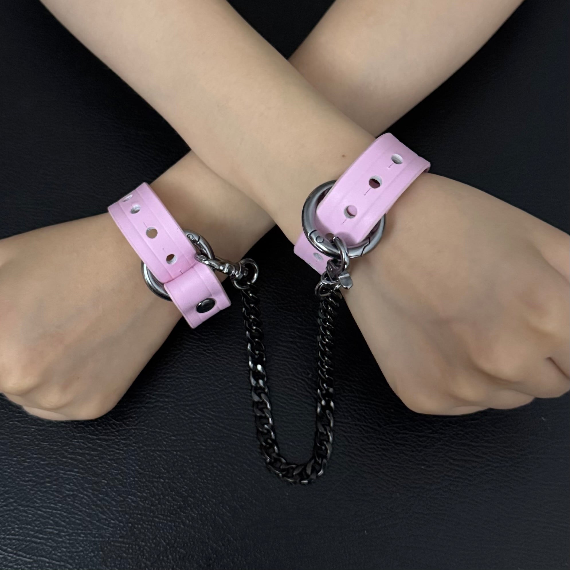 Boundless Leather Chain Set, 6 in 1 (Pink Leather-Black Chains)