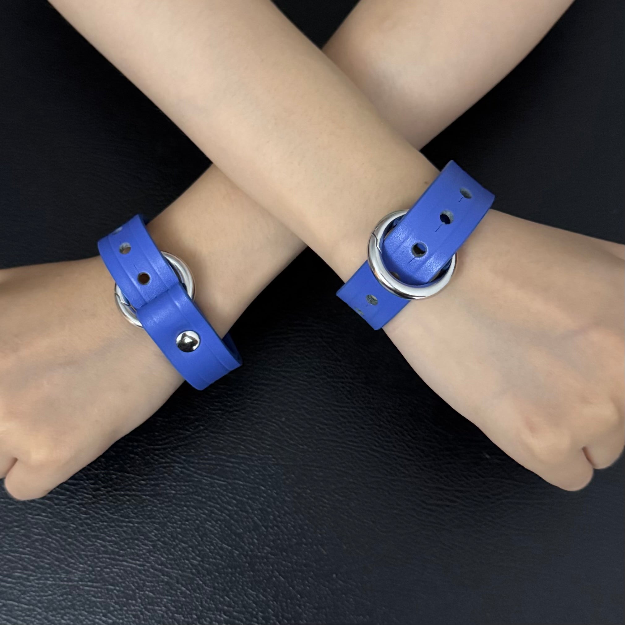 Boundless Leather Chain Set, 6 in 1 (Blue Leather-Silver Chains)