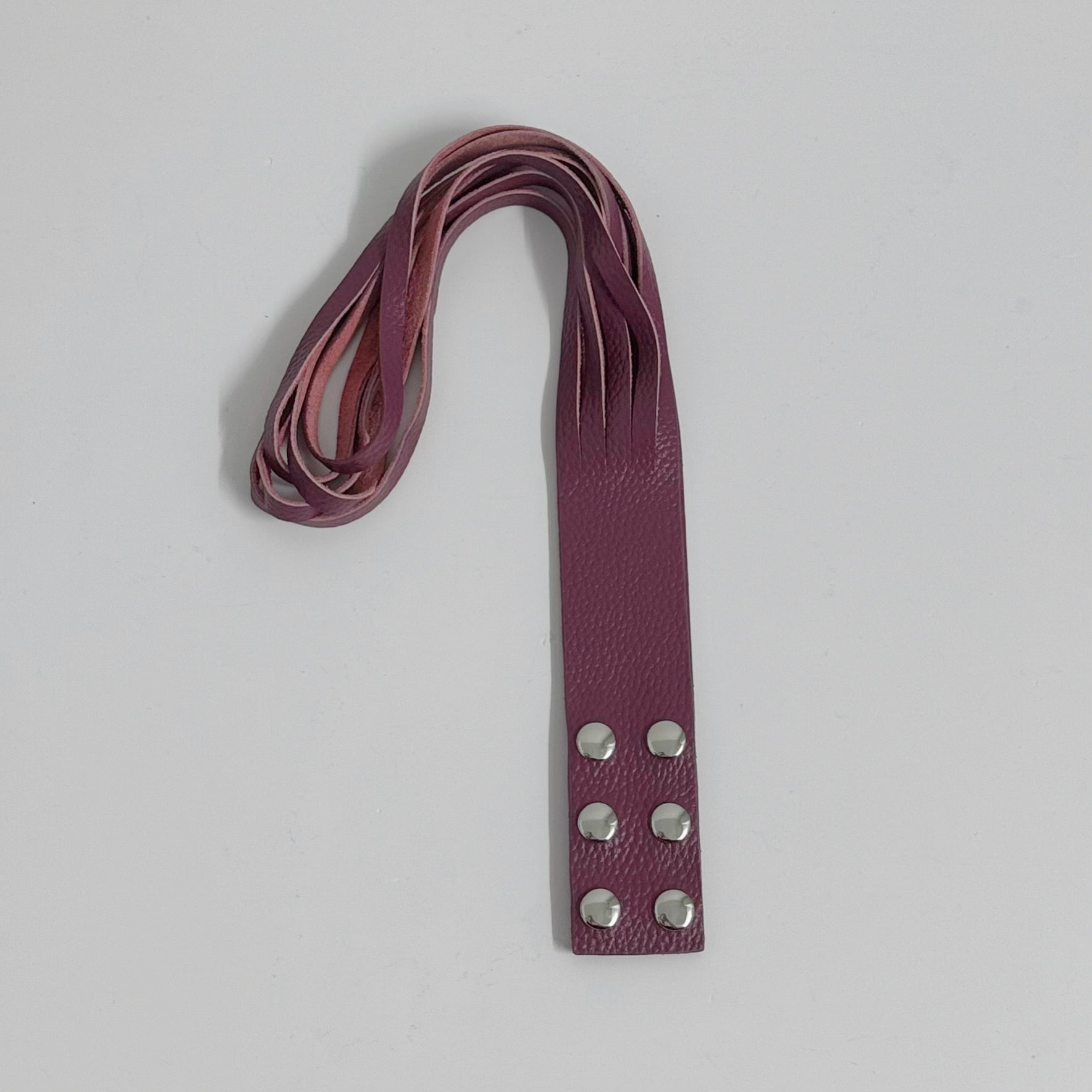 Unisex Dual-Wear Leather Fringe Wrap Bracelet-Eggplant Purple-Flogger (Non Heat Reactive)