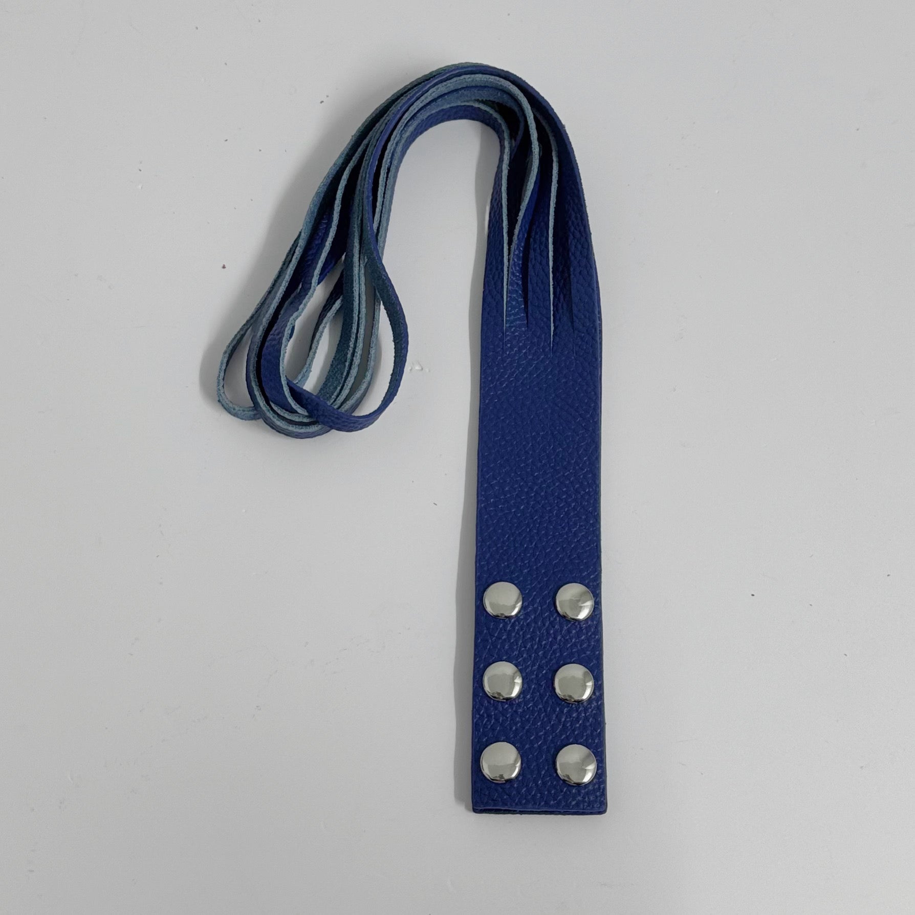 Unisex Dual-Wear Leather Fringe Wrap Bracelet-Royal Blue-Flogger (Non Heat Reactive)