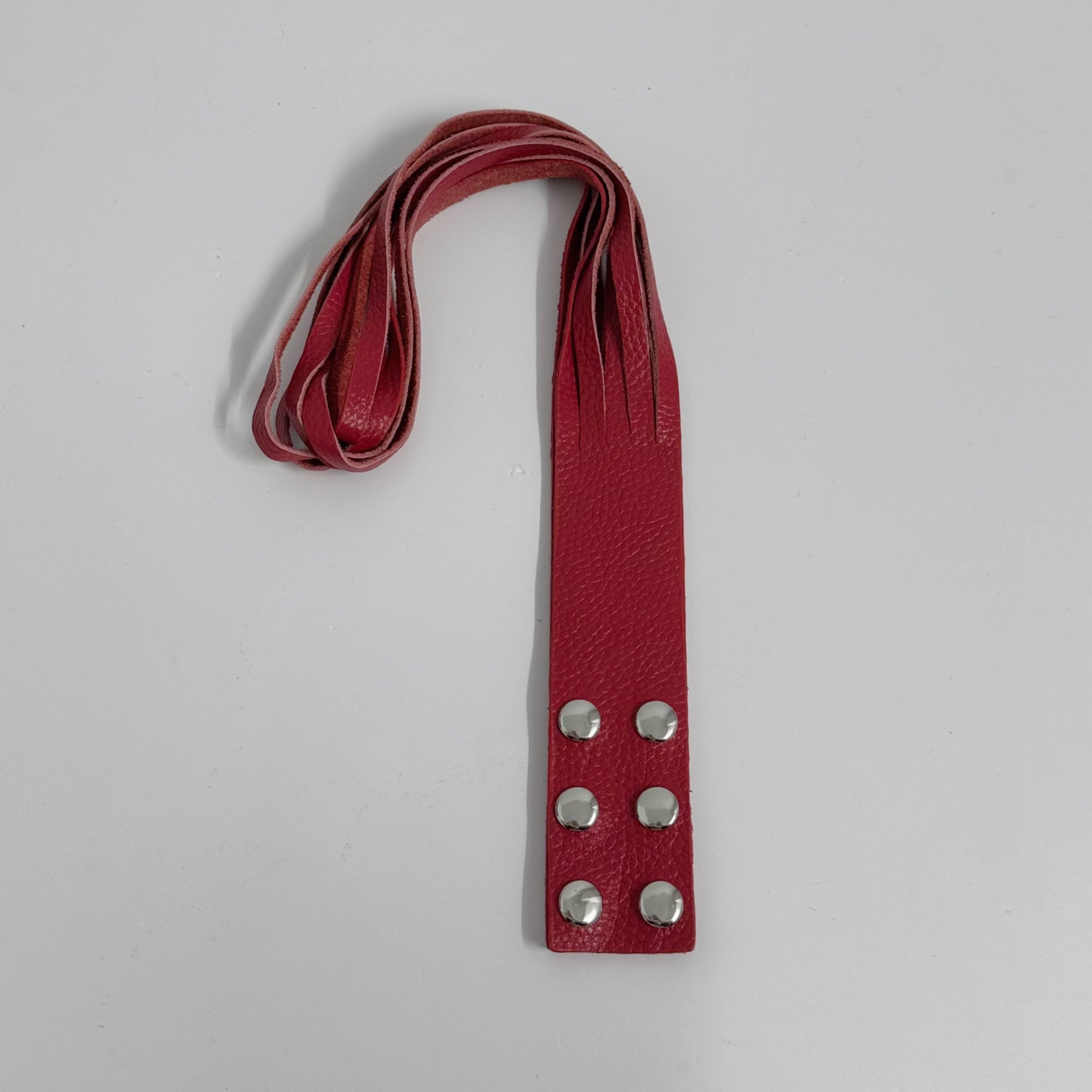 Unisex Dual-Wear Leather Fringe Wrap Bracelet-Blood-Red-Flogger (Non Heat Reactive)