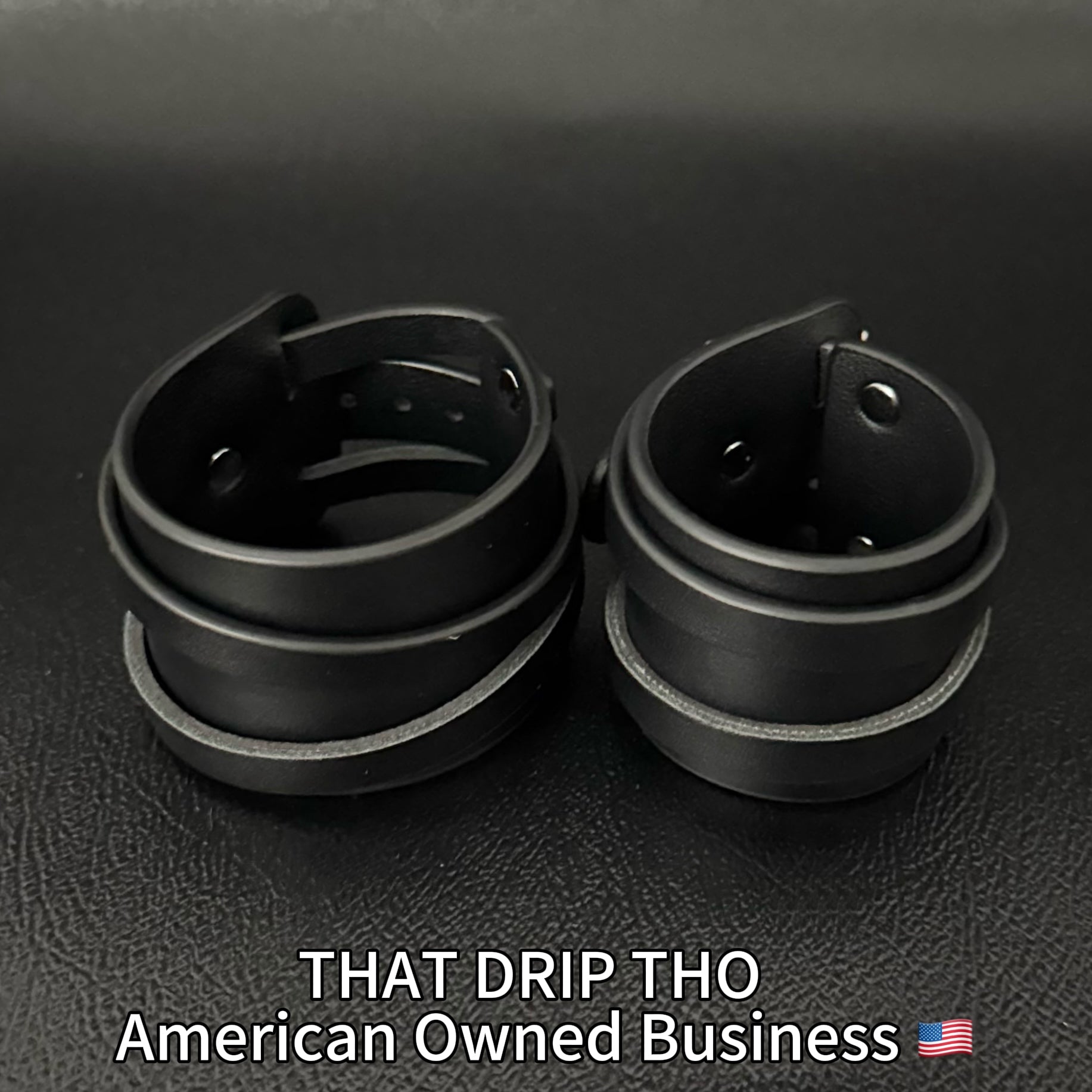 Large Size -Unisex Raven Black Leather Dual-Wear Bracelet-(Non Heat Reactive)