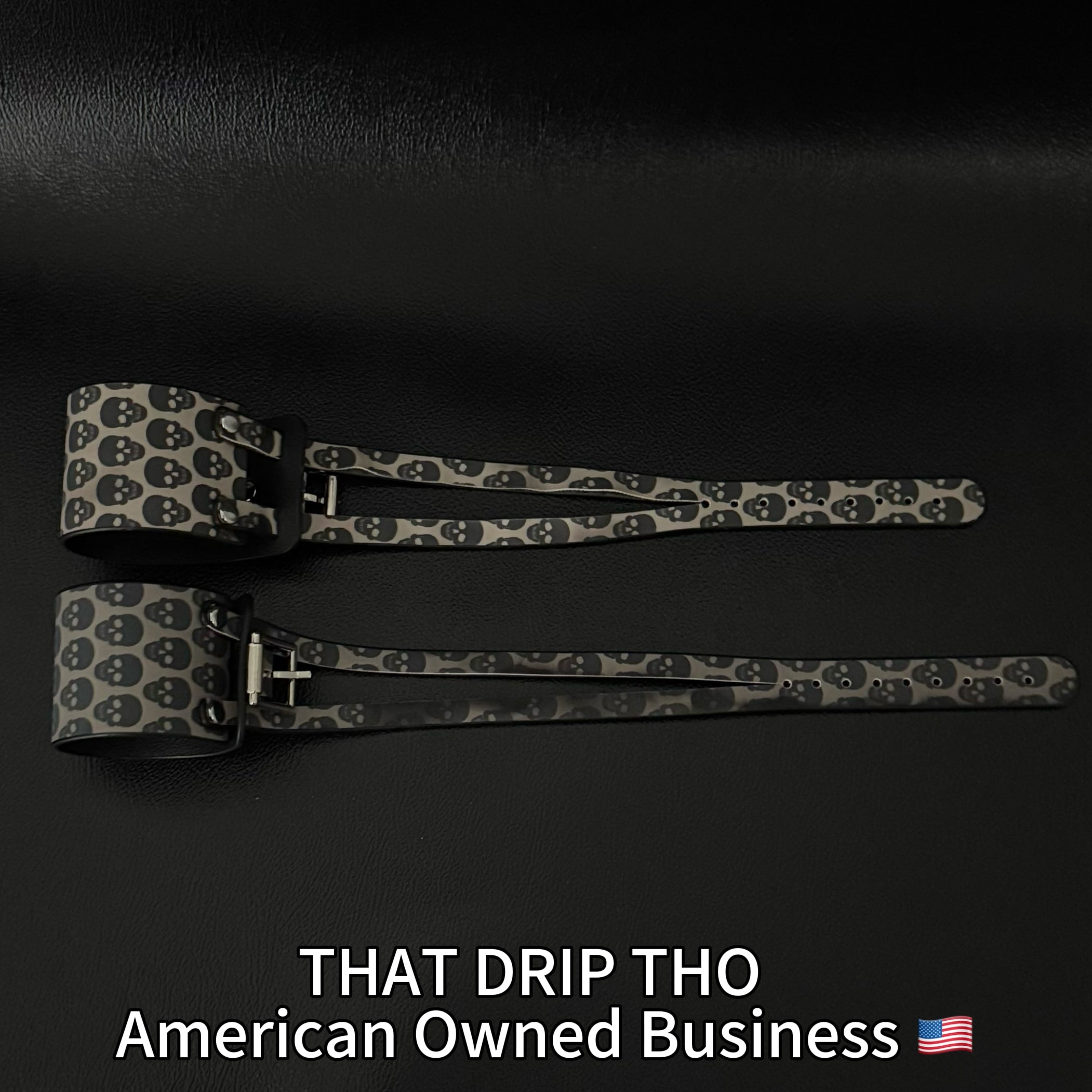 Large size-Unisex Color-Changing Leather Dual-Wear Bracelet-Black to Skull (Heat Reactive)