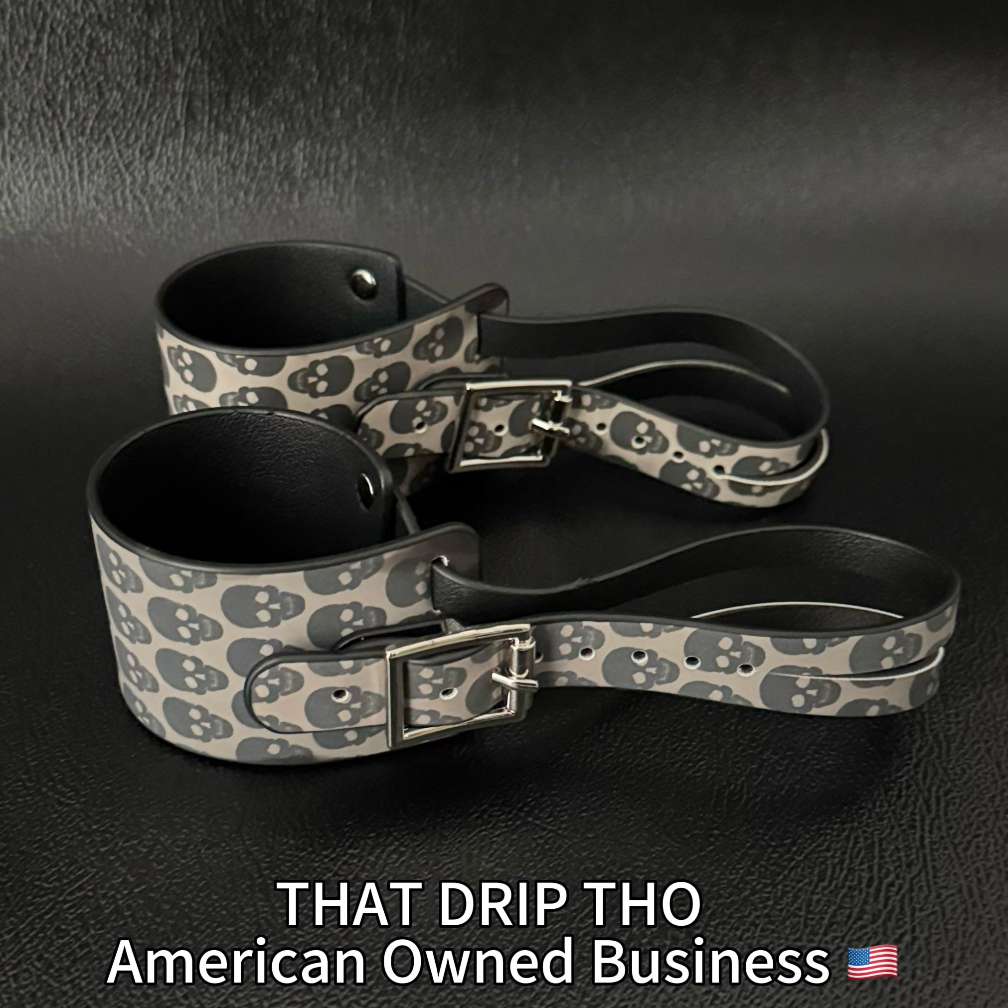 Large size-Unisex Color-Changing Leather Dual-Wear Bracelet-Black to Skull (Heat Reactive)