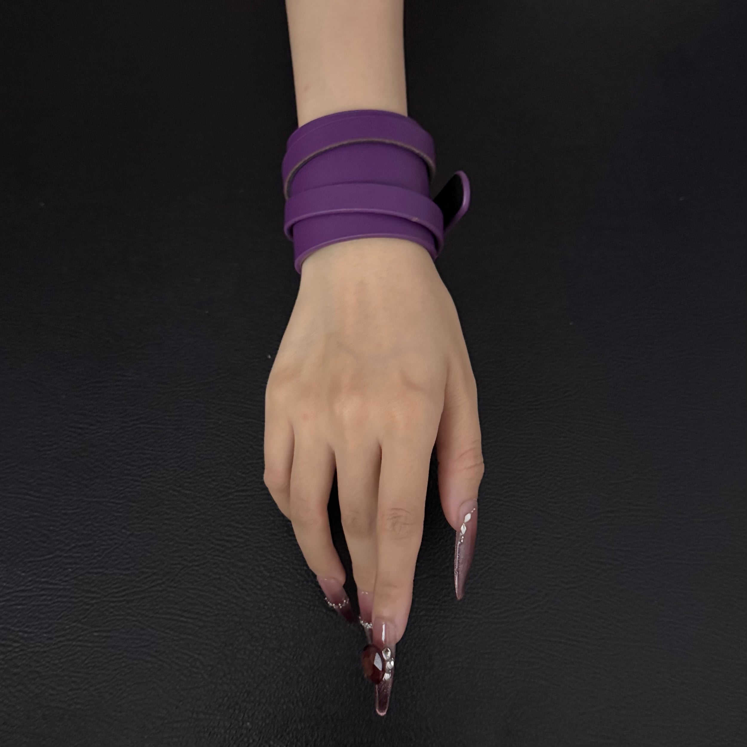 Unisex ObeyPurple Leather Dual-Wear Bracelet-(Non Heat Reactive)