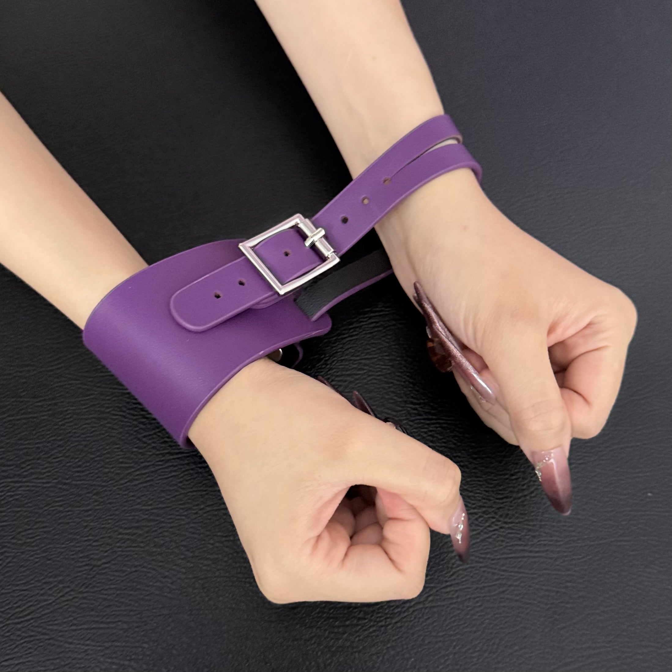 Unisex ObeyPurple Leather Dual-Wear Bracelet-(Non Heat Reactive)