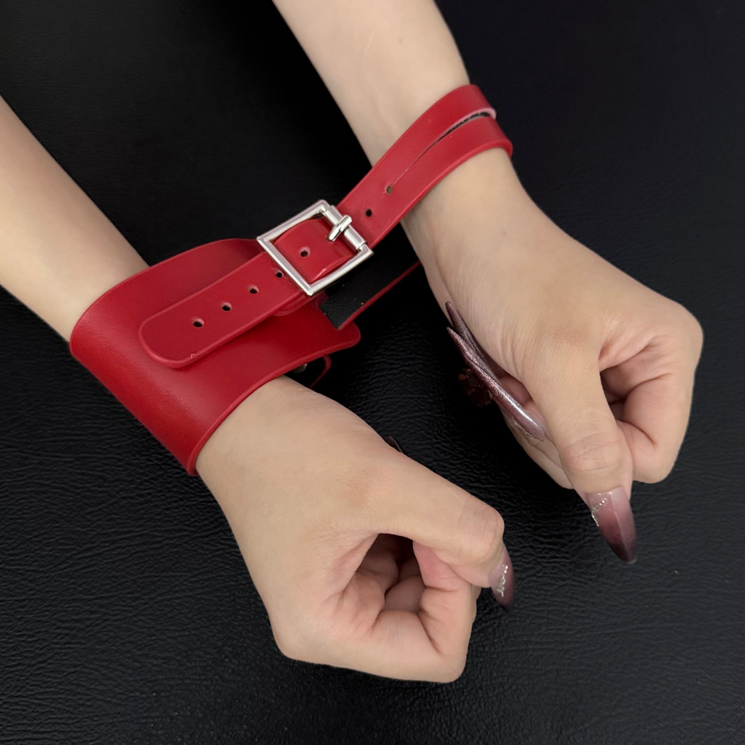 Unisex BurnRed Leather Dual-Wear Bracelet-(Non Heat Reactive)