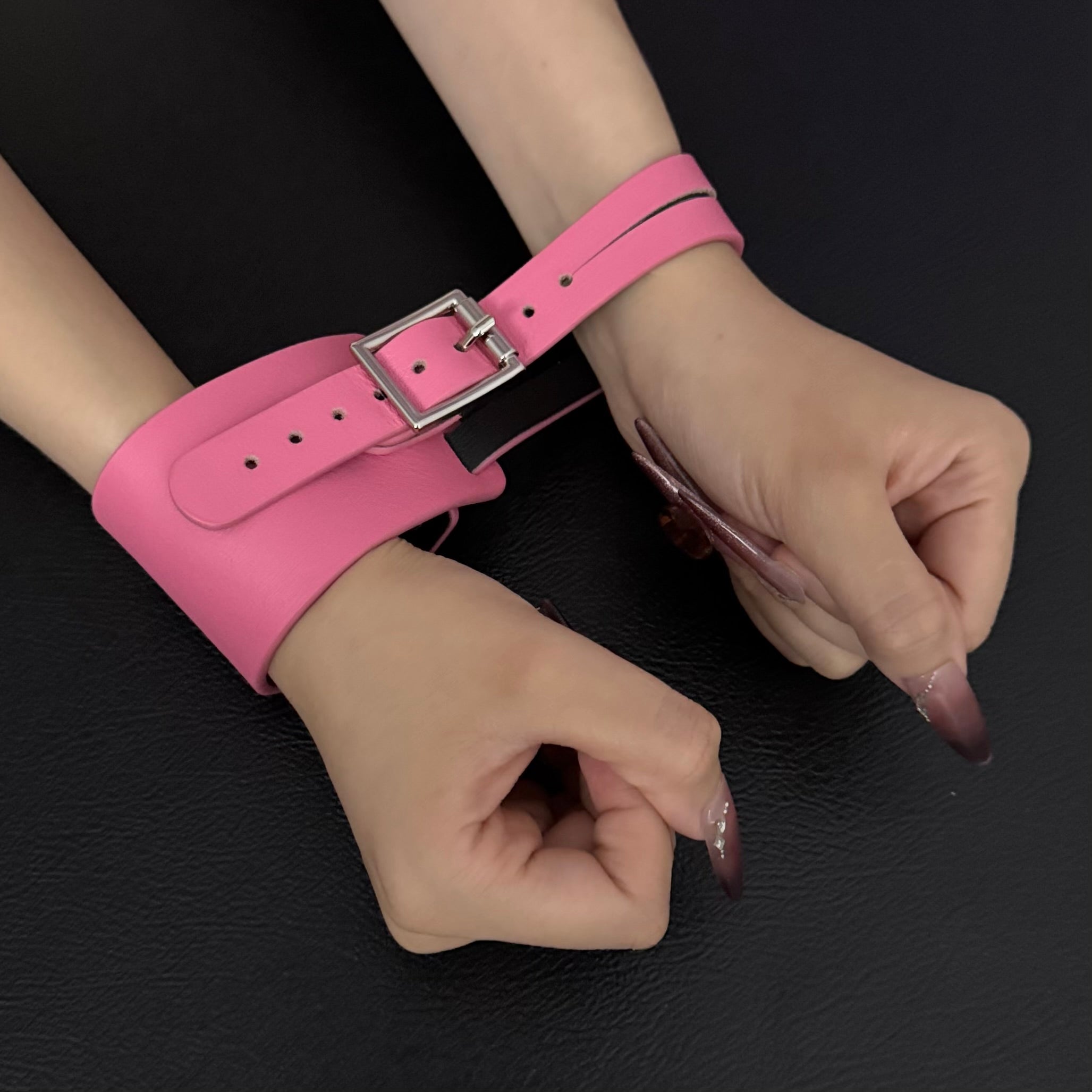 Unisex BlushPink Leather Dual-Wear Bracelet-(Non Heat Reactive)
