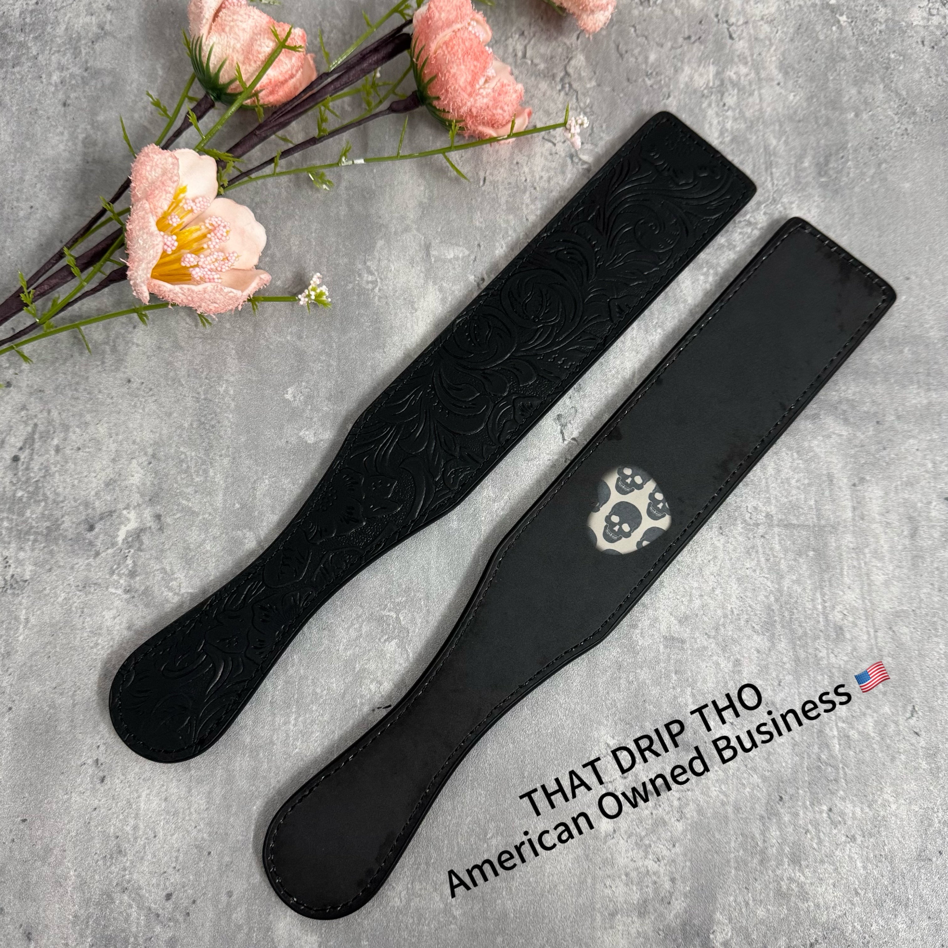 Color-Changing Black to Skull Leather Paddle