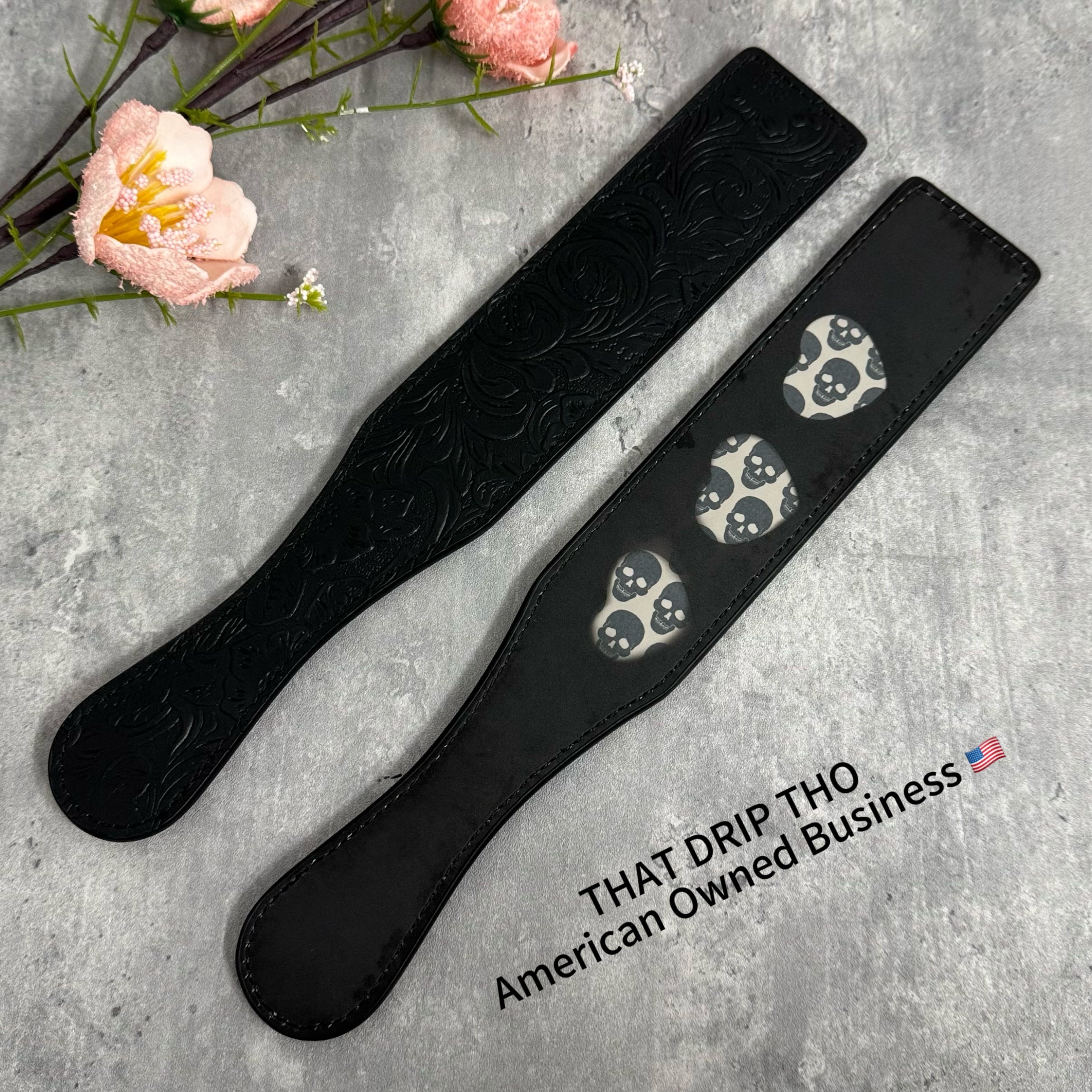 Color-Changing Black to Skull Leather Paddle
