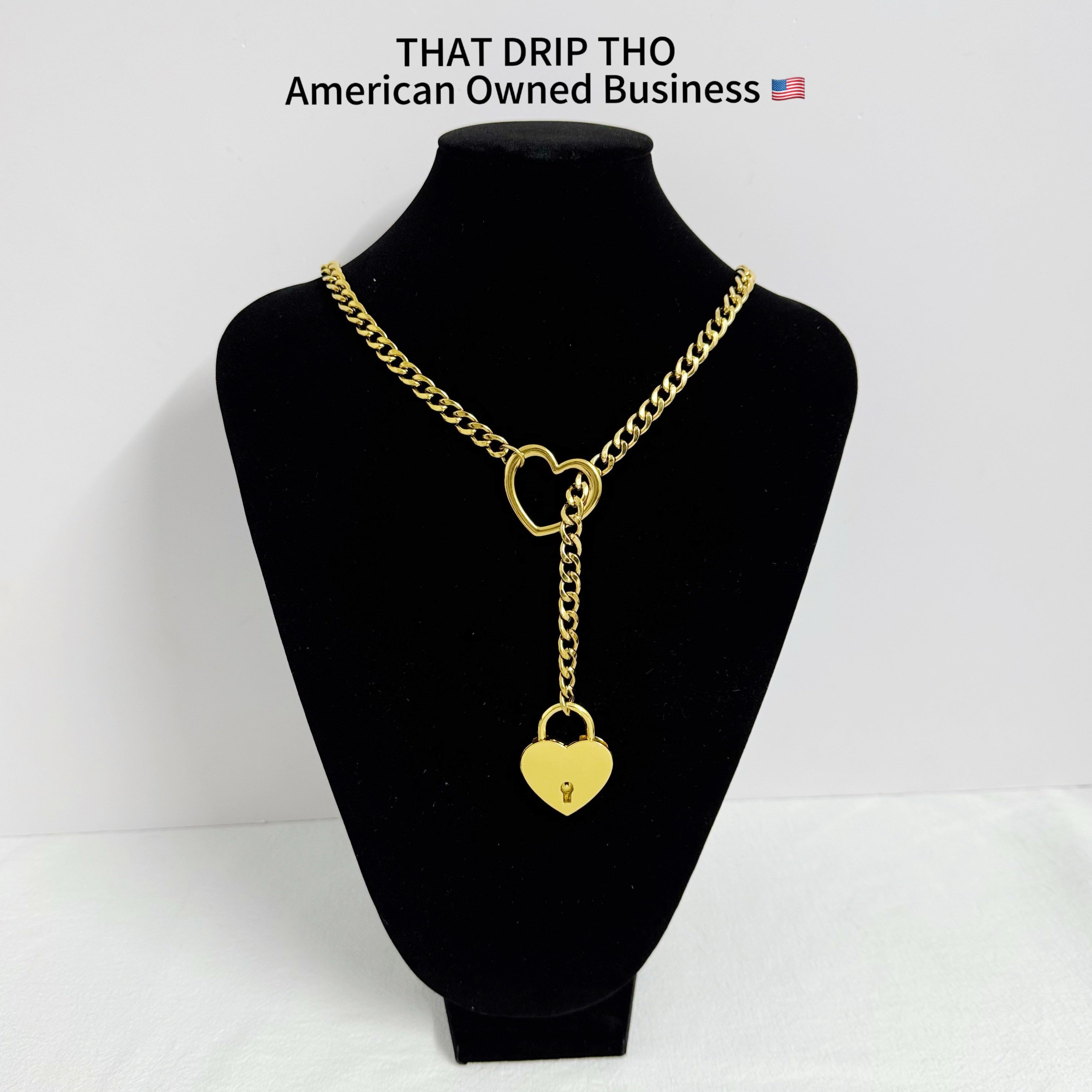 Heart Lock with Key Slip Chain Necklace