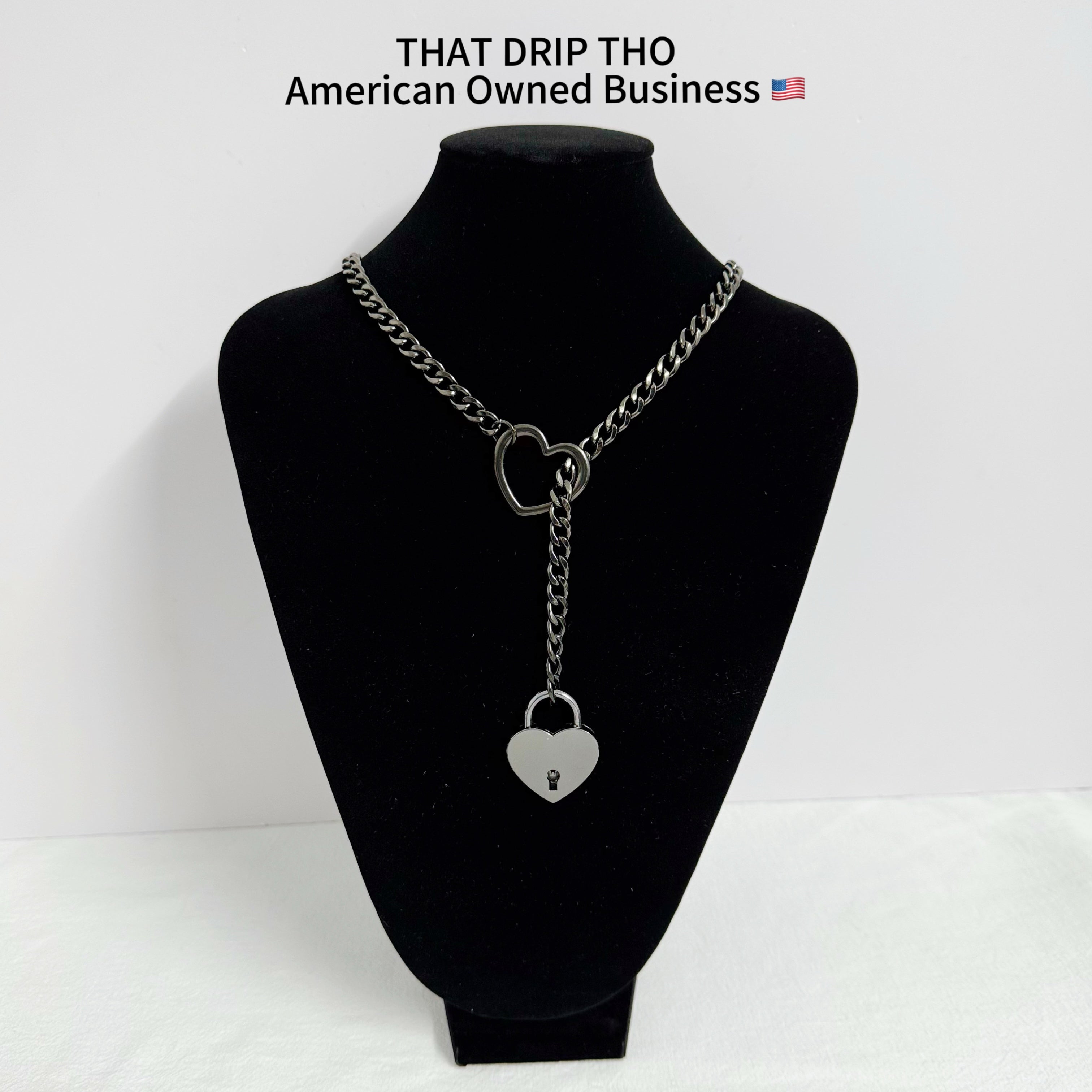 Heart Lock with Key Slip Chain Necklace