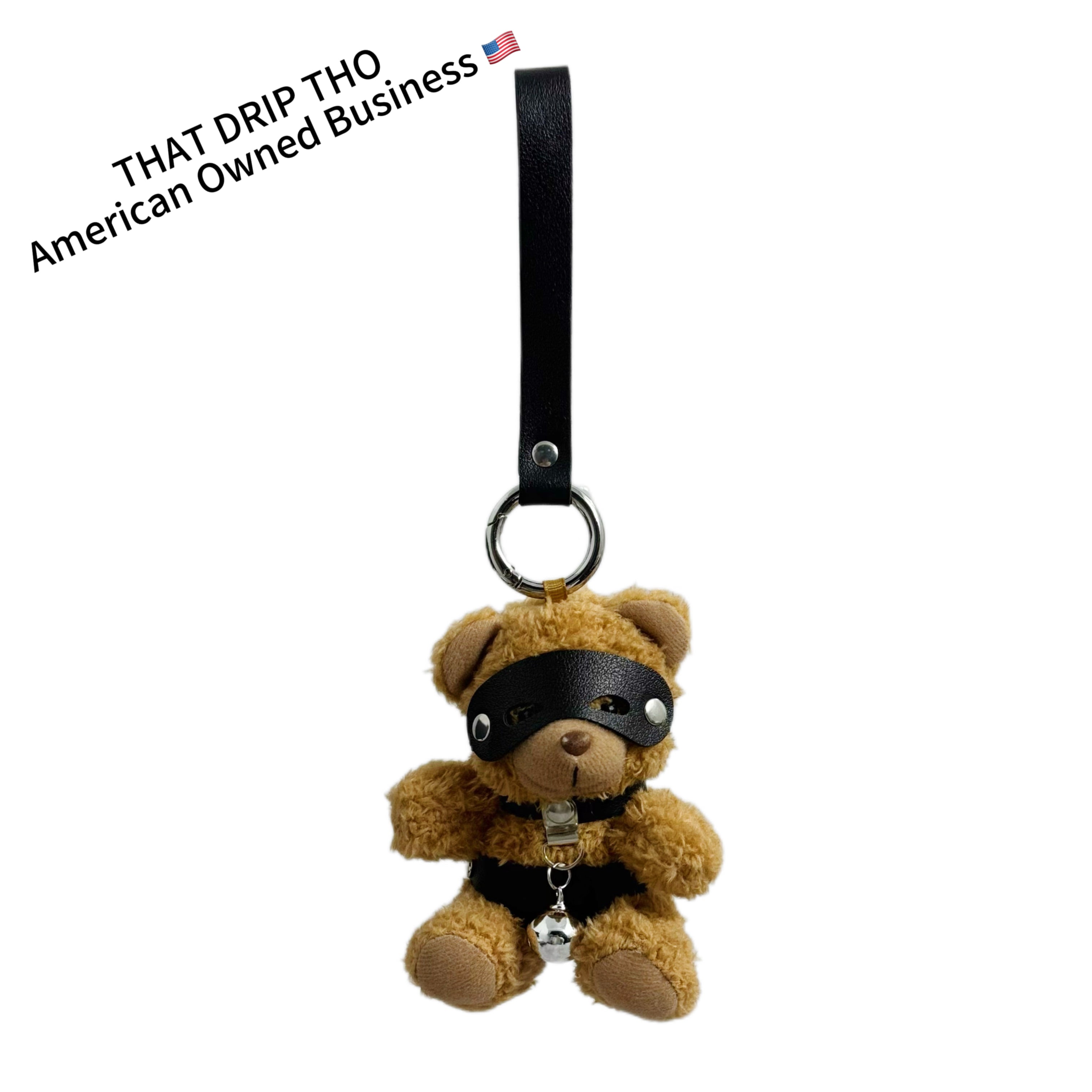 Masked Bear Keychain with Bell