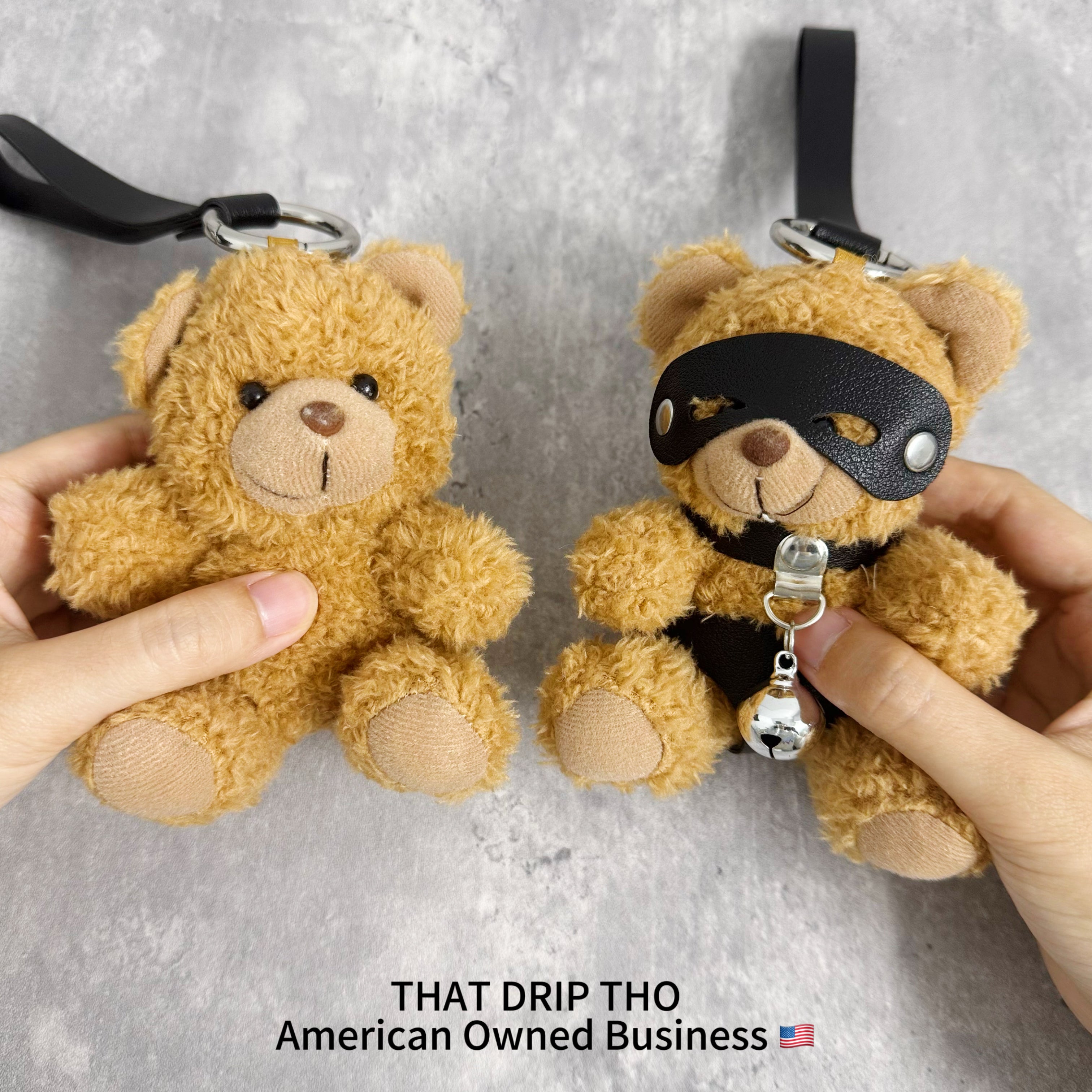 Masked Bear Keychain with Bell