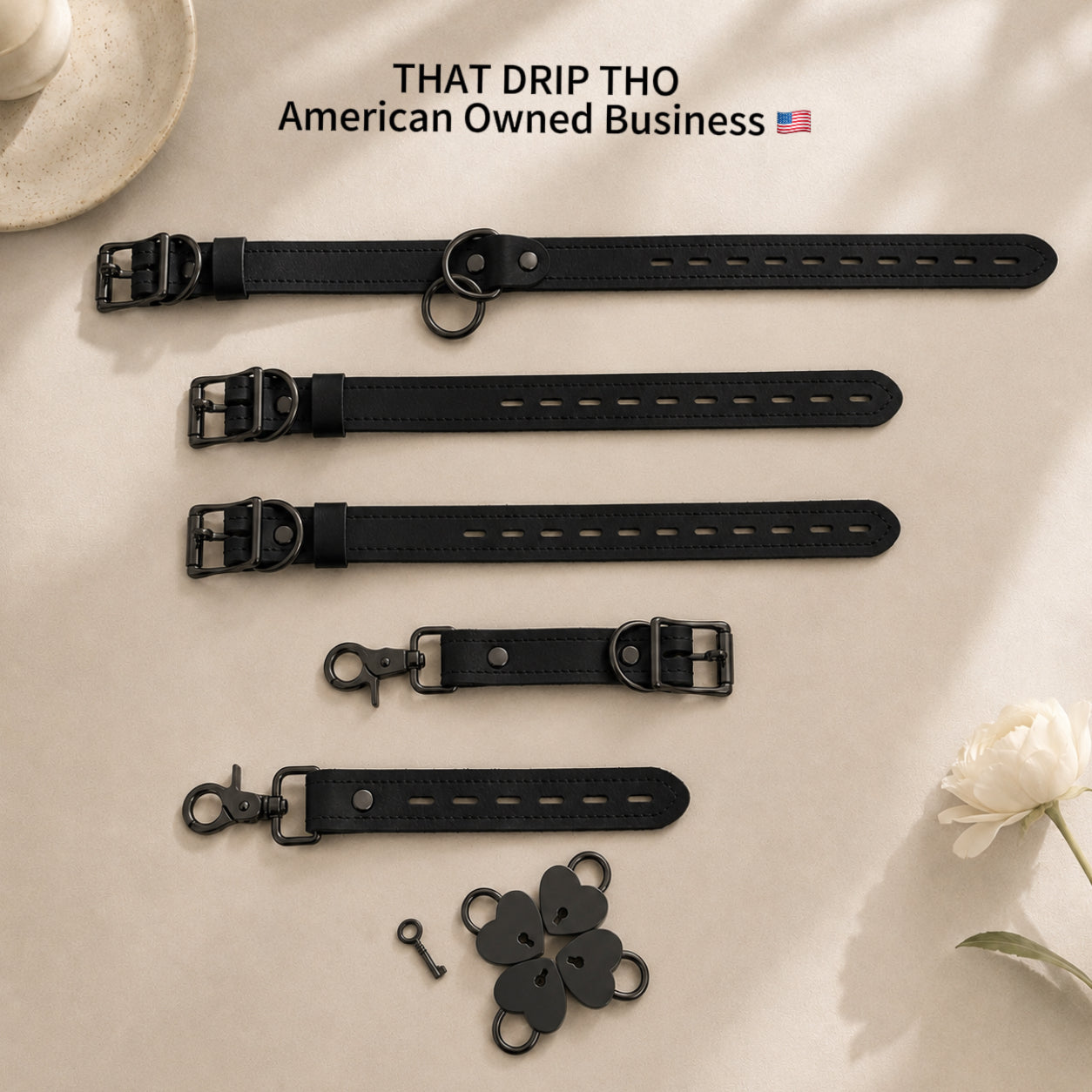 Convertible Strap Set – Multi-Use Leather Bag Strap Accessory with Heart Lock &amp; Key (Bag Not Included)