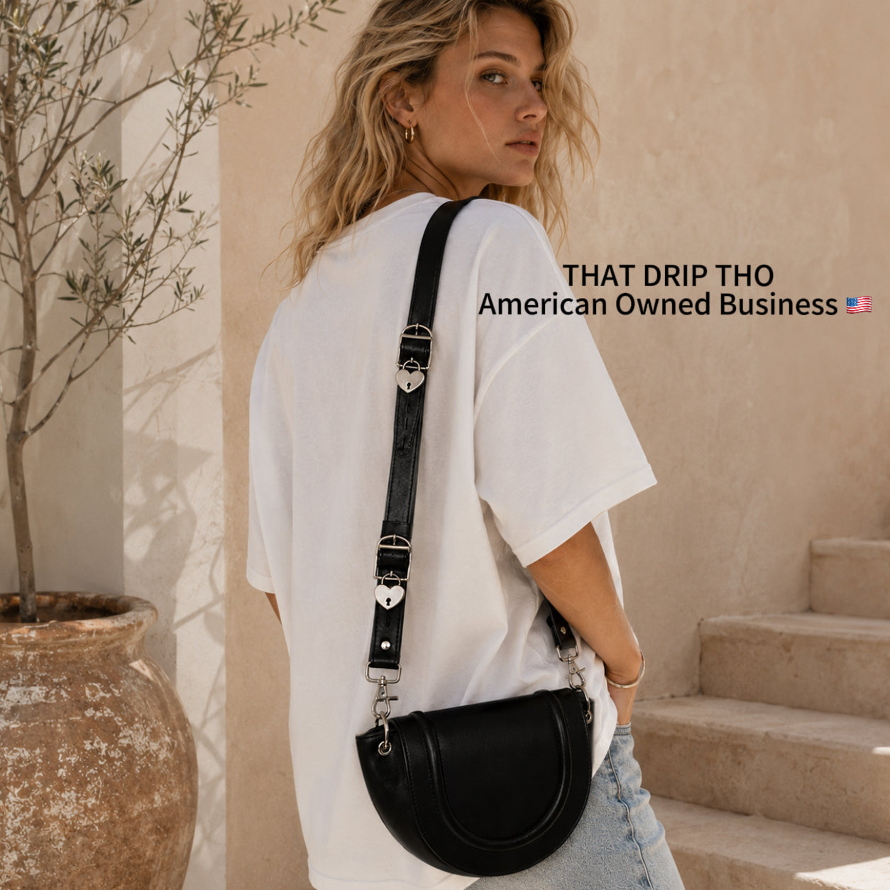 Convertible Strap Set – Multi-Use Leather Bag Strap Accessory with Heart Lock &amp; Key (Bag Not Included)