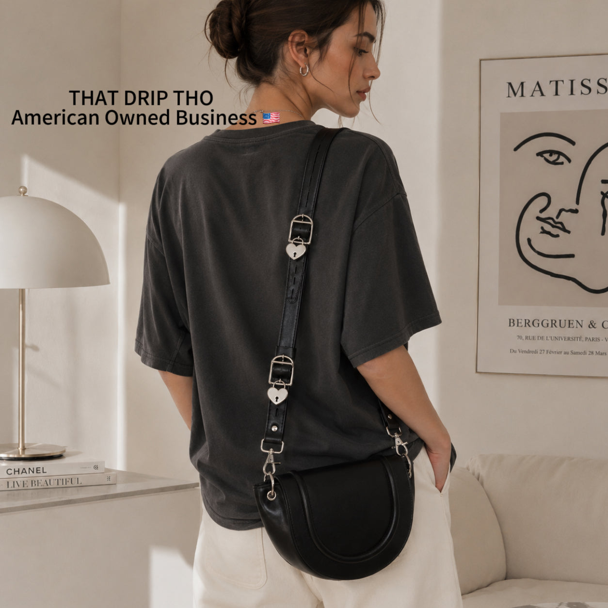 Convertible Strap Set – Multi-Use Leather Bag Strap Accessory with Heart Lock &amp; Key (Bag Not Included)