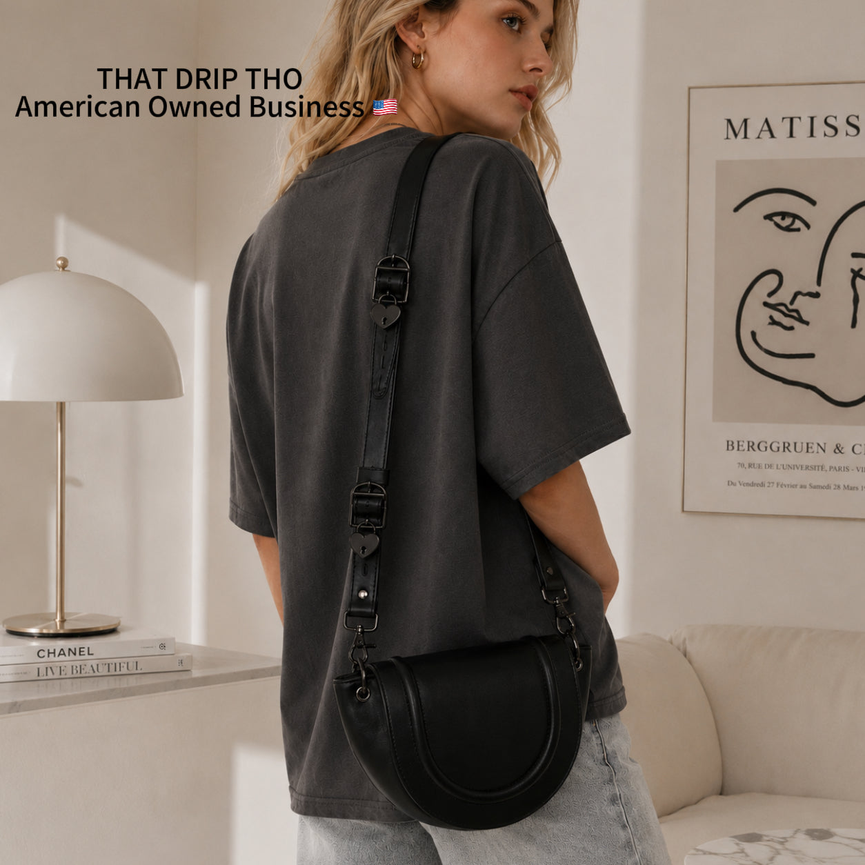 Convertible Strap Set – Multi-Use Leather Bag Strap Accessory with Heart Lock &amp; Key (Bag Not Included)