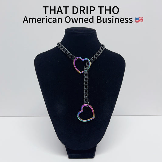 Luxe Chain (Special Rainbow Heart Black Chain Necklace)