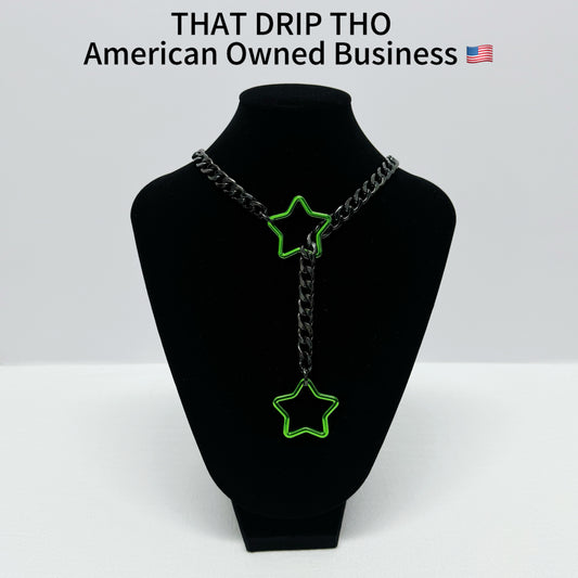 Luxe Chain (Special Double Green Star Pendants Necklace)