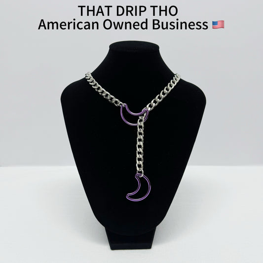 Luxe Chain (Special Double- Purple Moon Pendants Necklace)