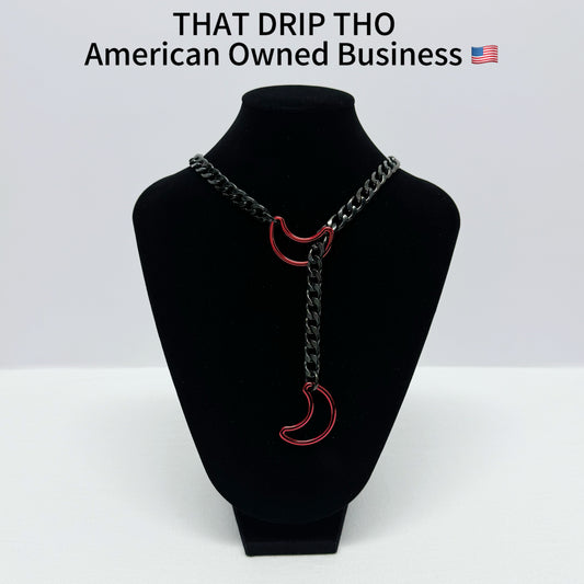 Luxe Chain (Special Double- Red Moon Pendants Necklace)