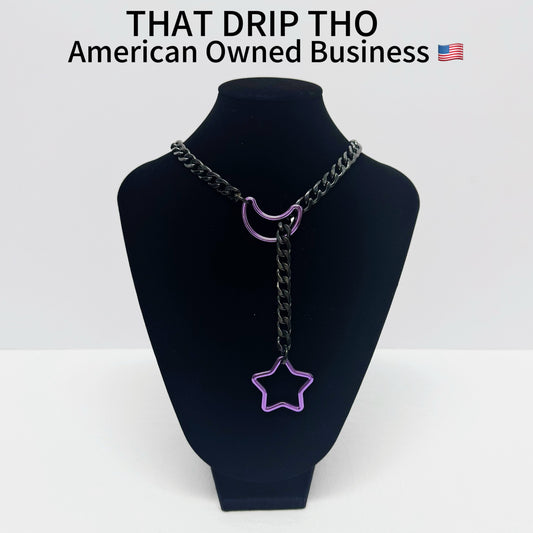 Luxe Chain (Special Star&Moon with black chain Necklace)