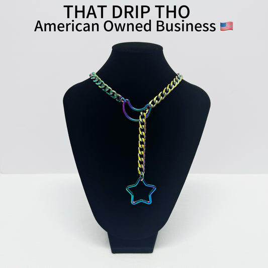 Luxe Chain (Special Star&Moon with Rainbow chain Necklace)